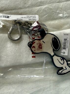 NWT COACH x Peanuts Snoopy Heart Valentine Keychain Bag Charm